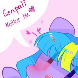 Size: 957x958 | Tagged: safe, artist:windymils, oc, oc only, pony, cute, dialogue, female, mare, senpai, solo, speech bubble