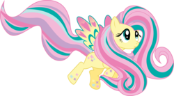 Size: 2442x1352 | Tagged: safe, artist:whizzball2, fluttershy, pegasus, pony, g4, twilight's kingdom, .svg available, female, mare, rainbow power, simple background, solo, svg, transparent background, vector, vector trace