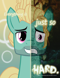Size: 2000x2577 | Tagged: safe, artist:starbat, zephyr breeze, pegasus, pony, two sided posters, flutter brutter, g4, high res, male, smiling, smug, solo, split screen, stallion, text, worried