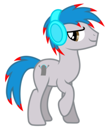 Size: 4500x5500 | Tagged: safe, artist:drfatalchunk, oc, oc only, oc:the living tombstone, earth pony, pony, .svg available, absurd resolution, headphones, male, raised hoof, simple background, solo, stallion, transparent background, vector