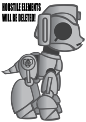 Size: 1748x2480 | Tagged: safe, artist:trotsworth, cyber pony, cyberman, pony, doctor who, ponified, simple background, solo, transparent background