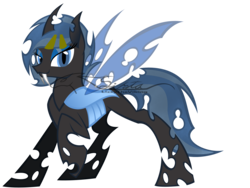 Size: 2560x1920 | Tagged: safe, artist:auveiss, oc, oc only, oc:paint beat, changeling, blue changeling, changeling oc, changelingified, photoshop, simple background, species swap, trace, transparent background