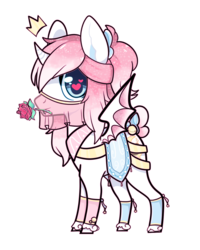 Size: 1144x1429 | Tagged: safe, artist:burgerlicious, oc, oc only, oc:dreamy stars, alicorn, bat pony, bat pony alicorn, pony, clothes, female, flower, flower in mouth, heart eyes, mouth hold, ribbon, rose, rose in mouth, saddle, simple background, socks, solo, tack, transparent background, veil, wingding eyes, ych result