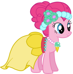 Size: 5000x5042 | Tagged: safe, artist:jennieoo, pinkie pie, earth pony, pony, a canterlot wedding, g4, absurd resolution, bridesmaid dress, bridesmaid pinkie, clothes, dress, female, mare, show accurate, simple background, solo, transparent background, vector, vector trace