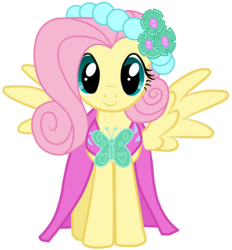 Size: 5000x5387 | Tagged: safe, artist:jennieoo, fluttershy, pegasus, pony, a canterlot wedding, g4, absurd resolution, bridesmaid dress, bridesmaid fluttershy, clothes, cute, dress, female, flutterbeautiful, looking at you, mare, show accurate, shyabetes, simple background, solo, spread wings, transparent background, vector, vector trace, wings