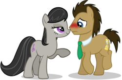 Size: 2880x1900 | Tagged: dead source, safe, artist:theevilflashanimator, doctor whooves, octavia melody, time turner, earth pony, pony, g4, doctavia, female, male, necktie, shipping, show accurate, simple background, stallion, straight, transparent background, vector