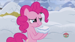 Size: 1356x763 | Tagged: safe, screencap, pinkie pie, pony, g4, not asking for trouble, aweeg*, scrunchy face, snow sandwich