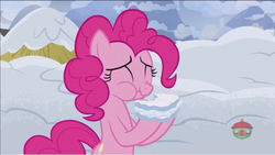 Size: 1358x766 | Tagged: safe, screencap, pinkie pie, pony, g4, not asking for trouble, aweeg*, scrunchy face, snow sandwich