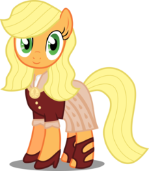 Size: 6561x7527 | Tagged: safe, artist:atomicmillennial, part of a set, applejack, earth pony, pony, g4, inspiration manifestation, absurd resolution, alternate hairstyle, alternate universe, beautiful, clothes, dress, female, hatless, her inspiration manifests, high heels, mare, missing accessory, part of a series, shoes, simple background, solo, story included, transparent background, vector