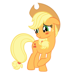 Size: 2704x2704 | Tagged: safe, artist:ocarina0ftimelord, applejack, earth pony, pony, g4, the last roundup, blushing, crossed hooves, female, high res, mare, simple background, solo, transparent background, vector, vector trace