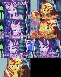 Size: 1024x1280 | Tagged: safe, starlight glimmer, sunset shimmer, equestria girls, equestria girls specials, g4, mirror magic, spanish, translated in the comments