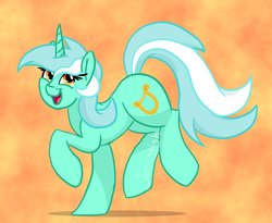 Size: 2176x1782 | Tagged: safe, artist:jen-neigh, lyra heartstrings, pony, unicorn, g4, abstract background, female, smiling, solo