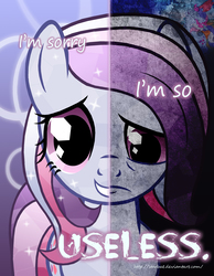 Size: 2000x2577 | Tagged: safe, artist:starbat, sweet stuff, earth pony, pony, g1, female, g1 to g4, generation leap, mare, sad, smiling, split screen, two sided posters, two sides