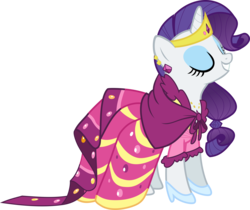 Size: 7545x6341 | Tagged: safe, artist:atomicmillennial, rarity, pony, unicorn, g4, the best night ever, absurd resolution, clothes, dress, female, gala dress, glass slipper (footwear), glass slippers, high heels, jewelry, shoes, simple background, solo, tiara, transparent background, vector, vector trace