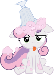 Size: 3153x4401 | Tagged: safe, artist:phantombadger, sweetie belle, pony, g4, .psd available, female, floppy ears, high res, milkshake, simple background, solo, tongue out, transparent background