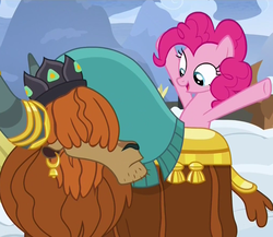 Size: 1026x891 | Tagged: safe, screencap, pinkie pie, prince rutherford, pony, g4, not asking for trouble, cropped