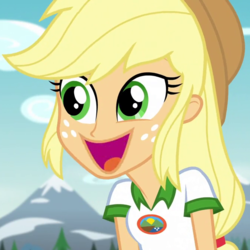 Size: 670x670 | Tagged: safe, edit, edited screencap, screencap, applejack, equestria girls, g4, my little pony equestria girls: legend of everfree, cropped, cute, female, irrational exuberance, jackabetes, open mouth, smiling, solo