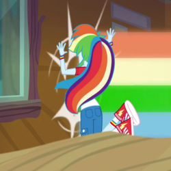 Size: 640x640 | Tagged: safe, screencap, rainbow dash, equestria girls, g4, legend of everfree, clothes, converse, cropped, faceplant, female, ouch, rainbow crash, shoes, slapstick, solo