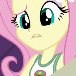 Size: 620x620 | Tagged: safe, screencap, fluttershy, equestria girls, g4, my little pony equestria girls: legend of everfree, cropped, female, lip bite, solo