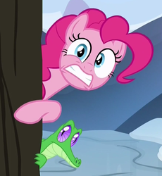 Size: 877x955 | Tagged: safe, screencap, gummy, pinkie pie, pony, g4, not asking for trouble, cropped