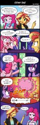 Size: 654x2047 | Tagged: safe, artist:uotapo, pinkie pie, sunset shimmer, twilight sparkle, alicorn, earth pony, human, pony, unicorn, equestria girls, g4, mirror magic, season 3, season 7, too many pinkie pies, balloonie pie, comic, female, imminent death, inflation, japanese, mare, murder, translated in the description, trigger happy twilight, twilight sparkle (alicorn)