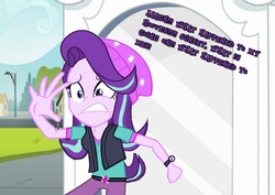 Size: 1272x900 | Tagged: safe, artist:epiccartoonsfan, edit, edited screencap, screencap, starlight glimmer, equestria girls, equestria girls specials, g4, my little pony equestria girls: mirror magic, beanie, clothes, female, hat, solo, vest, watch, wristwatch