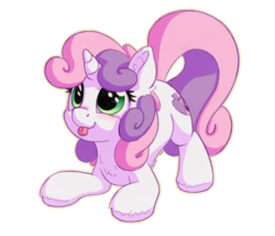 Size: 1400x1200 | Tagged: safe, artist:ardail, artist:bobdude0, sweetie belle, pony, unicorn, g4, collaboration, cute, diasweetes, female, filly, silly, silly pony, simple background, solo, tongue out, transparent background