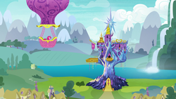 Size: 1920x1080 | Tagged: safe, screencap, pinkie pie, earth pony, pony, g4, not asking for trouble, female, hot air balloon, mare, solo, twilight's castle, twinkling balloon