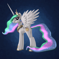 Size: 1200x1200 | Tagged: safe, artist:netburst-celeron, princess celestia, alicorn, pony, g4, 3d, crown, female, jewelry, peytral, regalia, solo, spread wings, wings