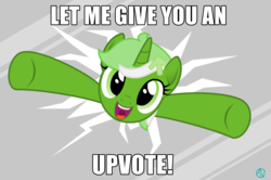Size: 2188x1449 | Tagged: safe, artist:arifproject, oc, oc only, oc:upvote, pony, unicorn, derpibooru, g4, cute, derpibooru ponified, female, glass, it's coming right at us, mare, meme, meta, open mouth, ponified, semi-transparent, solo