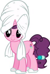Size: 3395x5058 | Tagged: safe, artist:ironm17, sugar belle, pony, unicorn, g4, absurd resolution, clothes, female, mare, simple background, slippers, smiling, solo, towel, transparent background, vector