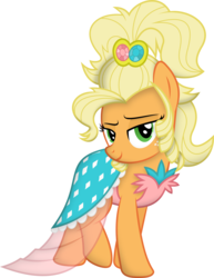 Size: 4636x6000 | Tagged: safe, artist:hourglass-vectors, applejack, earth pony, pony, g4, simple ways, .svg available, absurd resolution, alternate hairstyle, applejewel, bedroom eyes, clothes, dress, female, inkscape, mare, ponyscape, simple background, solo, transparent background, vector