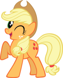Size: 2595x3233 | Tagged: safe, artist:oceanity, applejack, earth pony, pony, g4, cute, female, happy, high res, looking at you, mare, one eye closed, simple background, solo, transparent background, vector, vector trace, wink, winking at you, yeehaw