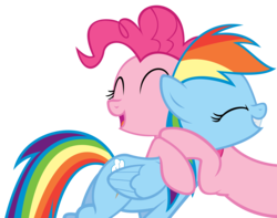 Size: 6985x5500 | Tagged: safe, artist:drfatalchunk, pinkie pie, rainbow dash, earth pony, pegasus, pony, g4, .psd available, absurd resolution, duo, duo female, eyes closed, female, hug, mare, simple background, transparent background
