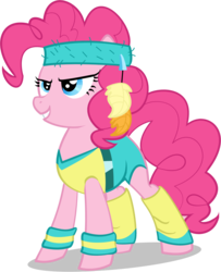 Size: 1386x1710 | Tagged: safe, artist:mysticmistsong, pinkie pie, earth pony, pony, a friend in deed, g4, female, headband, leg warmers, mare, simple background, solo, sweatband, transparent background, vector, vector trace
