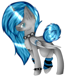 Size: 1270x1462 | Tagged: safe, artist:ohhoneybell, oc, oc only, oc:moonbeam zodiac, alicorn, pony, female, leg warmers, mare, simple background, solo, spiked wristband, transparent background, wristband