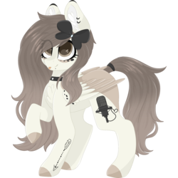 Size: 2048x2048 | Tagged: safe, artist:cinnamontee, oc, oc only, oc:akira, pegasus, pony, bow, chest fluff, female, high res, mare, raised hoof, simple background, solo, tongue out, transparent background