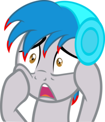 Size: 3824x4422 | Tagged: safe, artist:gray-gold, oc, oc only, oc:the living tombstone, pony, absurd resolution, headphones, simple background, solo, transparent background, vector