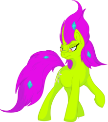 Size: 1509x1708 | Tagged: safe, artist:overlord pony, derpibooru exclusive, oc, oc only, oc:nuclear blossom, pony, unicorn, glasses, nonbinary, simple background, solo, transparent background