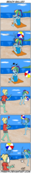 Size: 515x2801 | Tagged: safe, artist:pheeph, rainbow dash, zephyr breeze, equestria girls, g4, alternate hairstyle, beach, beach ball, book, clothes, comic, equestria girls-ified, kick, old master q, parody, ponytail, swimsuit