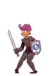 Size: 633x889 | Tagged: safe, artist:secretgoombaman12345, scootaloo, human, g4, armor, cardboard, female, humanized, meanie belle, shield, simple background, solo, sword, transparent background, weapon