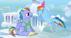 Size: 1280x695 | Tagged: safe, artist:3d4d, bow hothoof, rainbow dash, pony, g4, father's day