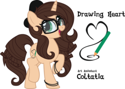 Size: 11361x8120 | Tagged: safe, artist:jadedjynx, oc, oc only, oc:drawing heart, pony, absurd resolution, cutie mark, pencil, simple background, solo, transparent background, vector