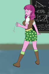 Size: 1330x2000 | Tagged: safe, artist:someguy88, cheerilee, equestria girls, g4, boots, chalk, chalkboard, clothes, female, math, miniskirt, skirt, socks, solo, tight clothing