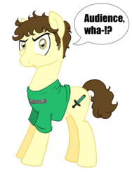 Size: 2500x3333 | Tagged: safe, artist:nicolasnsane, artist:peachpalette, edit, pony, .psd available, crossover, dialogue, high res, minecraft, ponified, request, simple background, speech bubble, sword, tobuscus, toby turner, trace, transparent background, weapon, youtube, youtuber