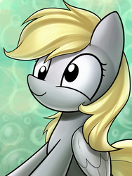 Size: 540x718 | Tagged: safe, artist:dori-to, part of a set, derpy hooves, pegasus, pony, g4, abstract background, bubble, female, smiling, solo