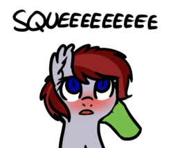 Size: 491x421 | Tagged: safe, artist:neuro, oc, oc only, oc:anon, oc:vannie, bat pony, human, pony, blushing, bust, cute, ear fluff, eeee, female, mare, offscreen character, open mouth, petting, portrait, simple background, squee, transparent background