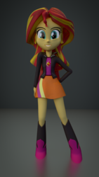 Size: 1080x1920 | Tagged: safe, artist:creatorofpony, artist:herobrinegirl101, sunset shimmer, equestria girls, g4, 3d, blender, boots, female, happy, shoes, solo