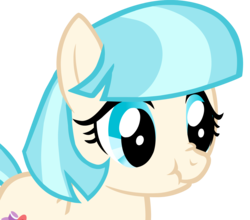 Size: 1771x1558 | Tagged: safe, artist:camtwo, derpibooru exclusive, coco pommel, earth pony, pony, g4, cocobetes, cute, cutie mark, female, mare, missing accessory, nose wrinkle, scrunchy face, simple background, solo, transparent background