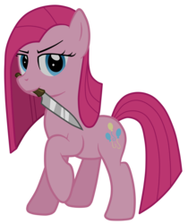 Size: 4201x5000 | Tagged: safe, artist:jennieoo, pinkie pie, earth pony, pony, g4, absurd resolution, female, knife, mare, pinkamena diane pie, show accurate, simple background, solo, transparent background, vector